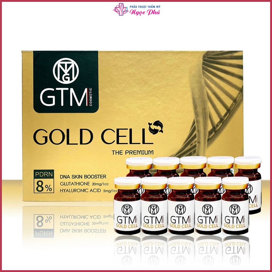 Tinh chất Meso gtm Gold Cell cá hồi được tiêm cấy vào da có tác dụng cải thiện vùng da bị lão hóa.